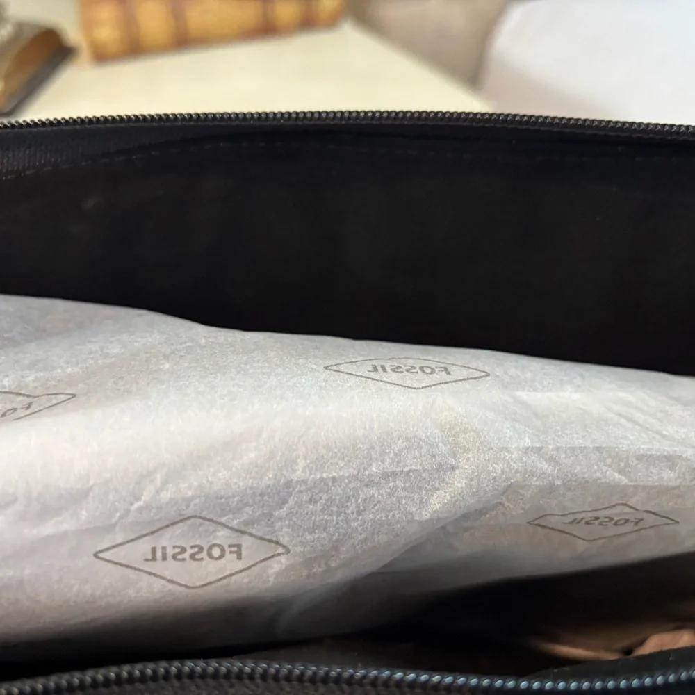 Fossil Black Laptop Bag Sleek Leather Design